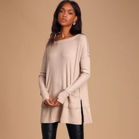 Free People Tops - Free People We The Free North Shore Beige Long Sleeve Thermal Top